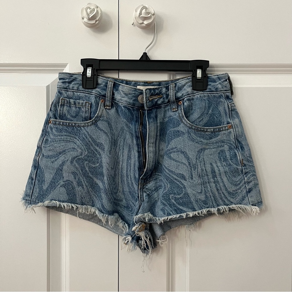 PacSun Eco Swirl Print High Waisted Denim Festival Shorts